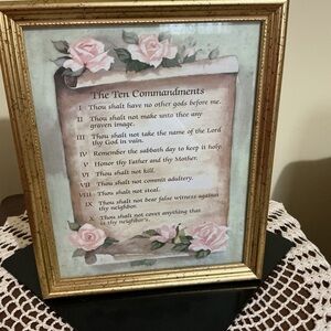 Gold Framed Ten Commandments Wall Art